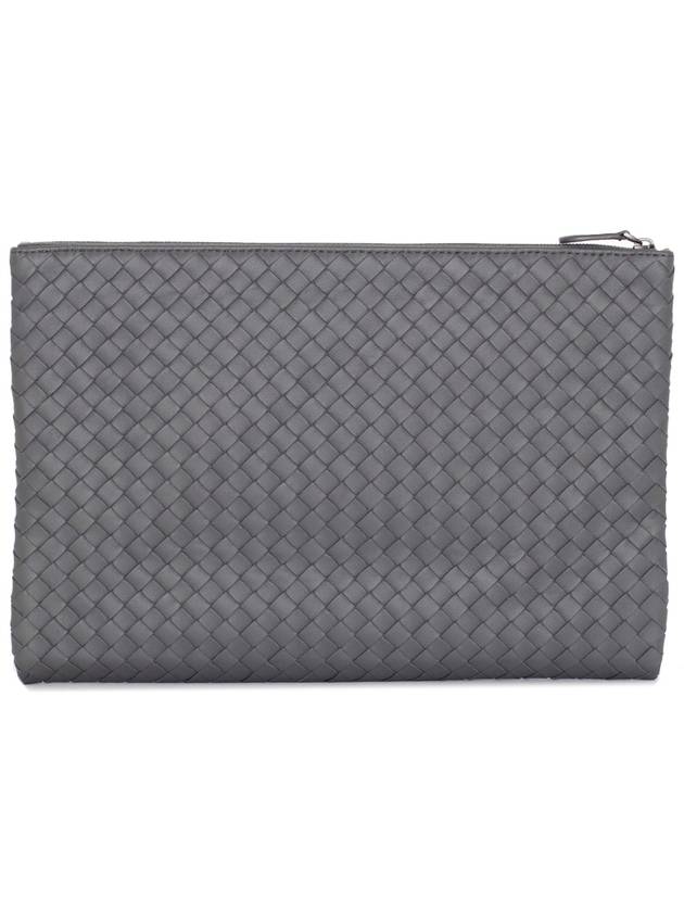 Intrecciato Document Clutch Bag Grey - BOTTEGA VENETA - BALAAN 4