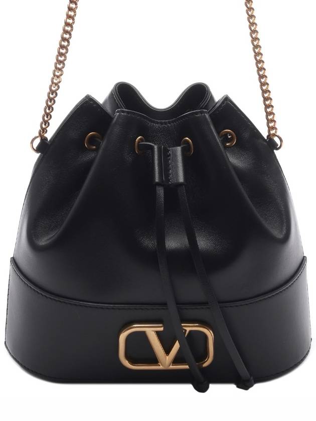 V Logo Chain Bucket Bag Black - VALENTINO - BALAAN 3