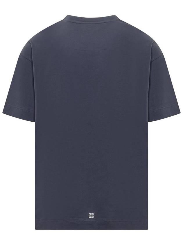 Logo Print Crew Neck Short Sleeved T-Shirt Blue - GIVENCHY - BALAAN 3