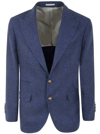 Linen Wool Blazer Jacket Blue - BRUNELLO CUCINELLI - BALAAN 2