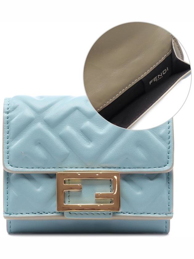 Baguette Micro Tri Fold Wallet Light Blue 8M0395AT00F1PQI - FENDI - BALAAN 3