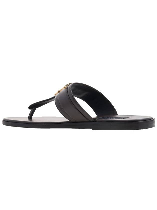 TF logo decorated leather flip flops brown - TOM FORD - BALAAN.