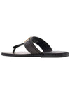 TF Logo Decorated Leather Flip Flops Brown - TOM FORD - BALAAN 4