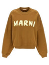 Logo Print Cotton Sweatshirt Olive - MARNI - BALAAN 2