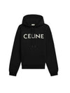 Logo Loose Cotton Fleece Hoodie Black - CELINE - BALAAN 1