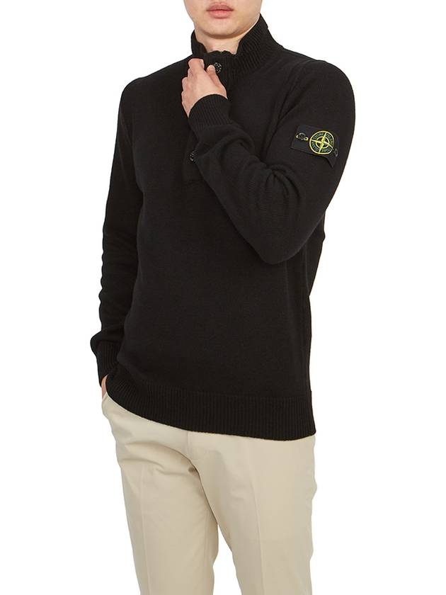 Wappen Patch Button Knit Top Black - STONE ISLAND - BALAAN 6