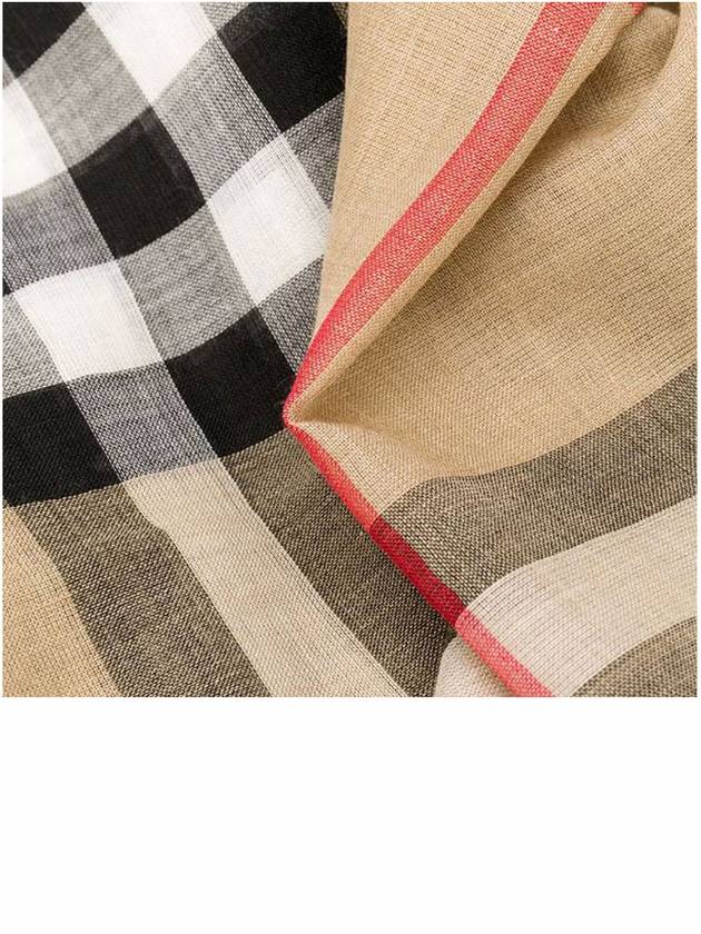 Check Wool Silk Scarf Beige - BURBERRY - BALAAN 7