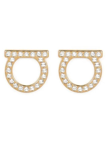 Ferragamo gold Gancini crystal L earrings 76 0122 0696573 - SALVATORE FERRAGAMO - BALAAN 1