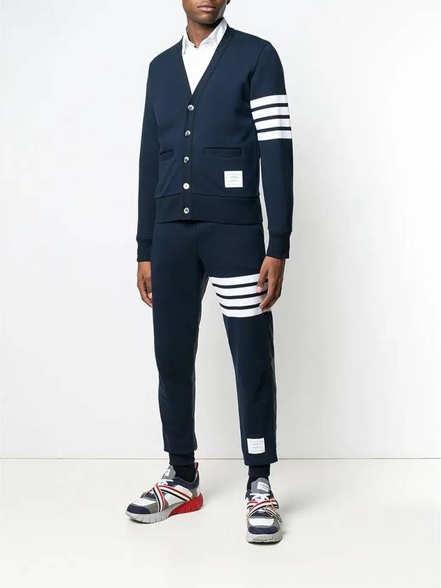 Classic V-Neck 4 Bar Stripe Cardigan Navy - THOM BROWNE - BALAAN 4