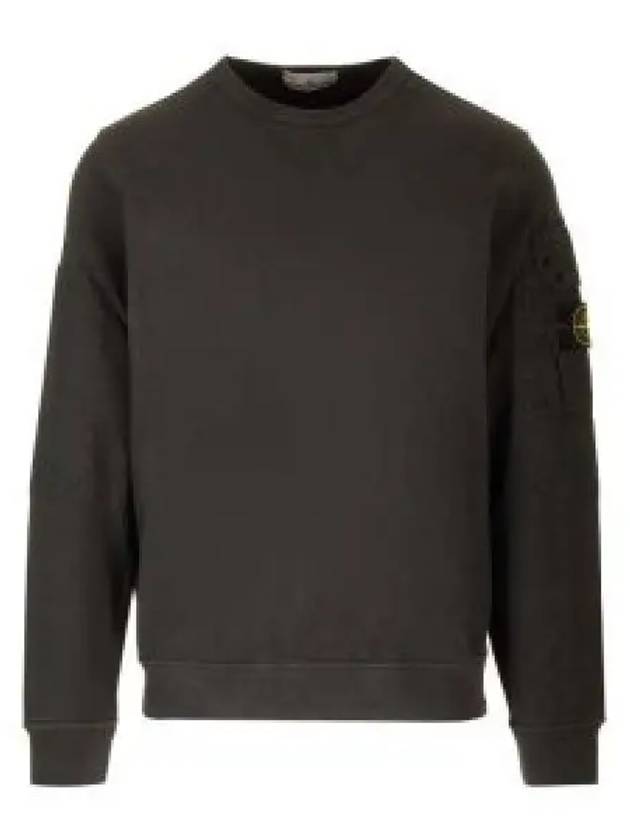 Brushed Organic Cotton Fleece Sweatshirt Grey - STONE ISLAND - BALAAN 2