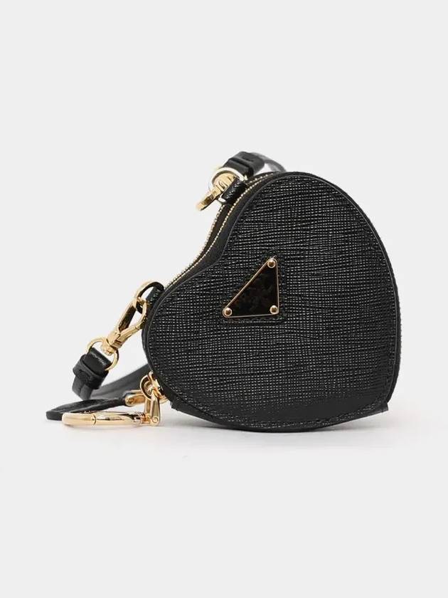 Heart Saffiano Mini Pouch Bag Black - PRADA - BALAAN 3