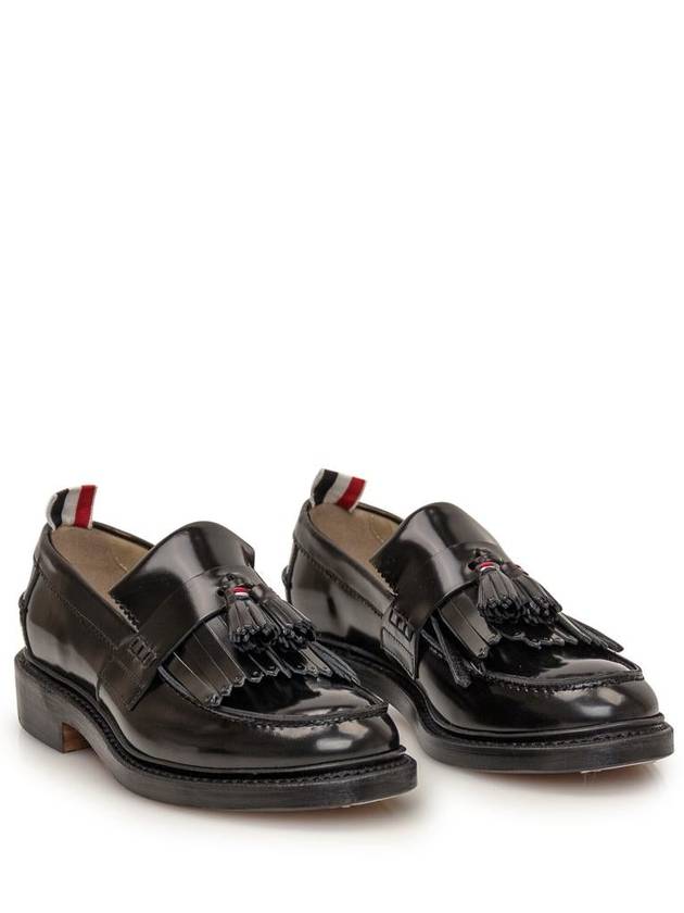 Tassel Trimmed Patent Calf Leather Loafers Black - THOM BROWNE - BALAAN 3