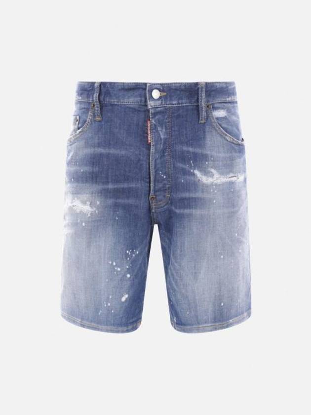 Distressed Marine Denim Shorts Blue - DSQUARED2 - BALAAN 2