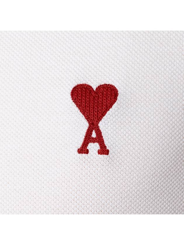 Heart Logo Polo Shirt White - AMI - BALAAN 7