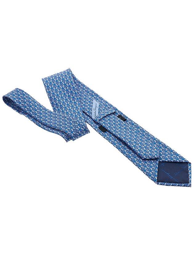 Ferragamo Men's Hoopoe Print Silk Tie 35 0813 BLUE LOGHI ARANCIO 0757904 - SALVATORE FERRAGAMO - BALAAN 4