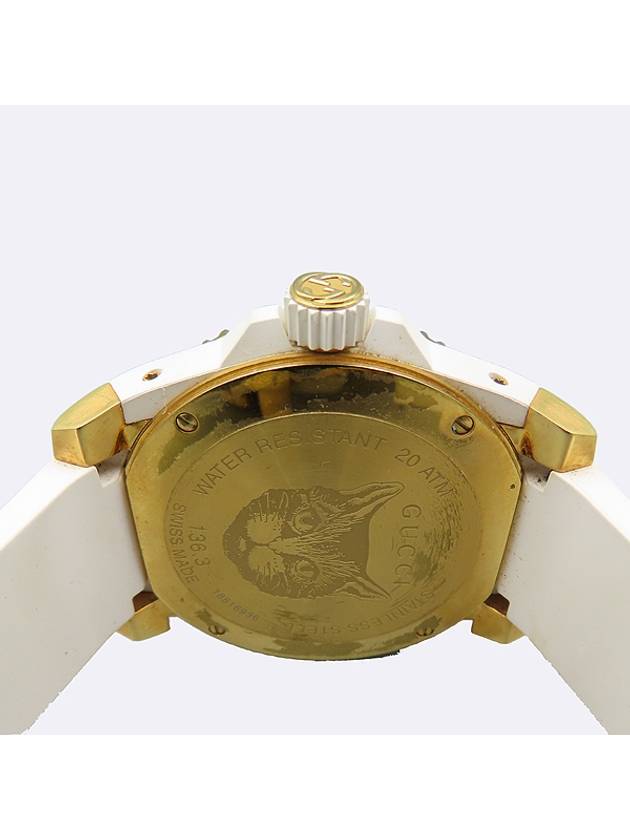 Gucci YA136322 Dive Gold Plated Cat Dial Rubber Band Quartz Watch - GUCCI - BALAAN 4