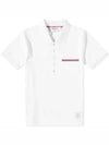 Men's Three Stripes Pocket Mercerized Short Sleeve Polo Shirt White - THOM BROWNE - BALAAN 2