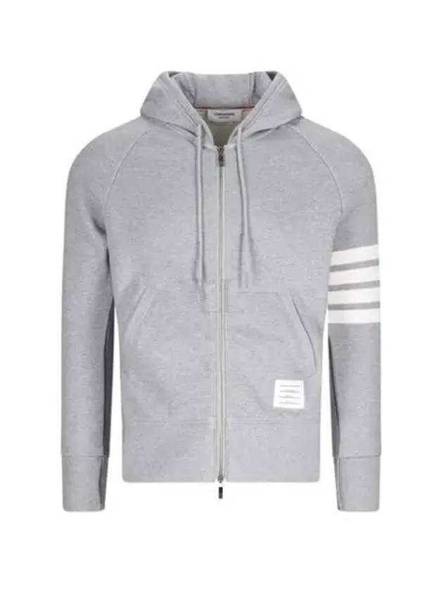 Engineered 4-Bar Stripe Loopback Jersey Knit Zip Up Hoodie Light Grey - THOM BROWNE - BALAAN 2