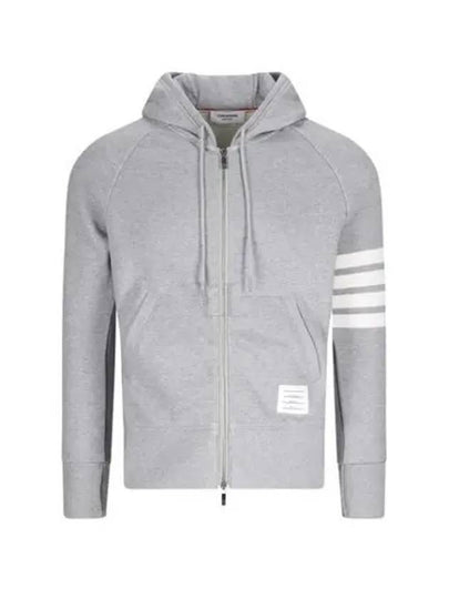 Engineered 4-Bar Stripe Loopback Jersey Knit Zip Up Hoodie Light Grey - THOM BROWNE - BALAAN 2