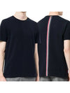 Men's Center Back Striped Short Sleeve T-Shirt Navy - THOM BROWNE - BALAAN 6