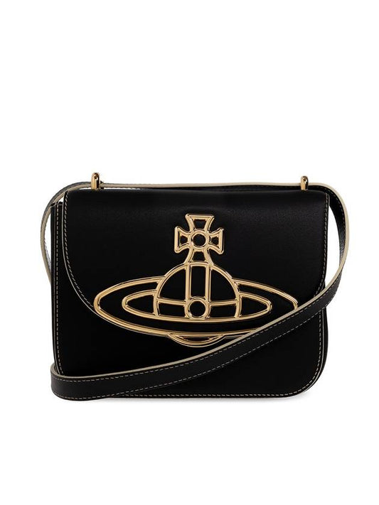 ORB logo flap leather mini bag black - VIVIENNE WESTWOOD - BALAAN 1