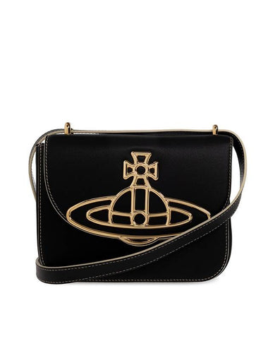 ORB Logo Flap Leather Mini Bag Black - VIVIENNE WESTWOOD - BALAAN 1