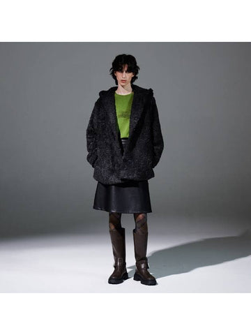 Hood Fur Coat Charcoal Gray - AACA - BALAAN 1