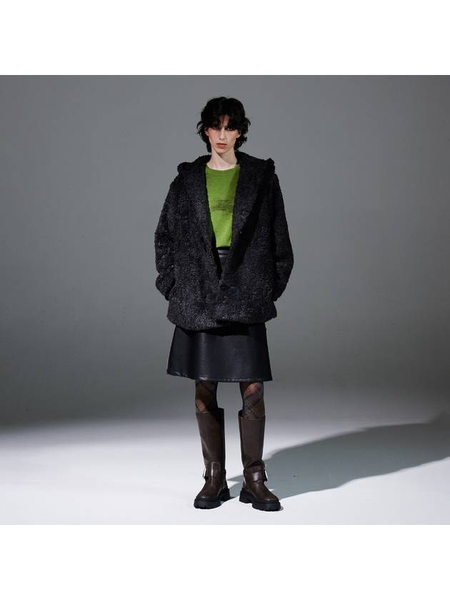 Hood Fur Coat Charcoal Gray - AACA - BALAAN 2