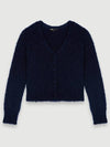 Women's Mohair Cardigan Navy - MAJE - BALAAN.