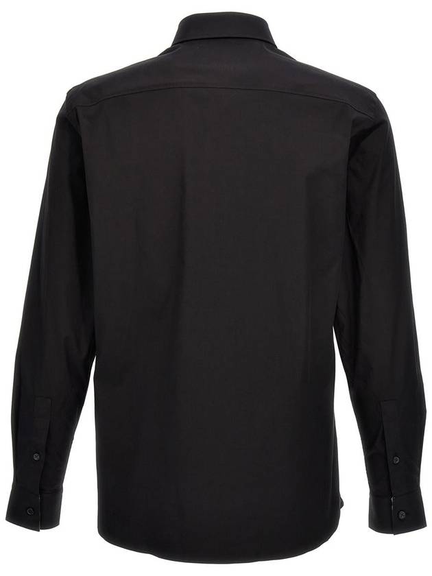 Embroidered EKD Stretch Cotton Long Sleeve Shirt Black - BURBERRY - BALAAN 3