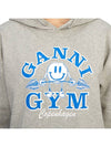 Gym GYM Logo Oversized Hooded Top Gray - GANNI - BALAAN.