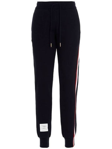 Women's Loop Back Stripe Track Pants Navy - THOM BROWNE - BALAAN.