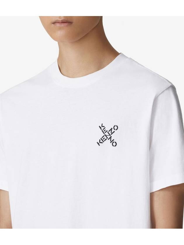 Small Cross Logo Short Sleeve T-shirt White - KENZO - BALAAN 3