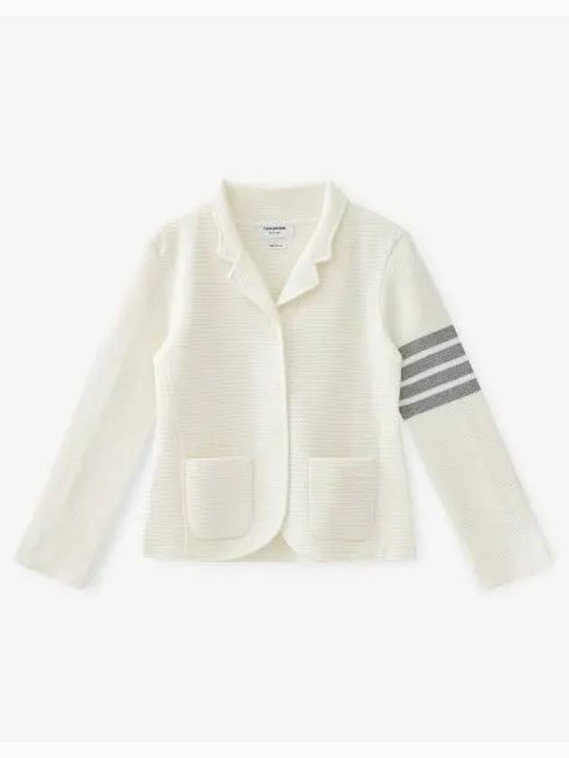 Women's Fine Merino Wool Link Jacket White - THOM BROWNE - BALAAN 2