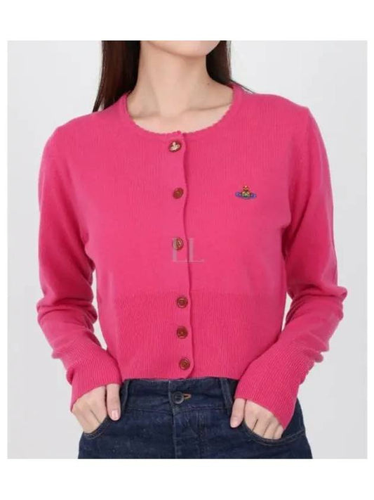 Bea ORB Logo Embroidered Crop Cardigan Pink - VIVIENNE WESTWOOD - BALAAN 2