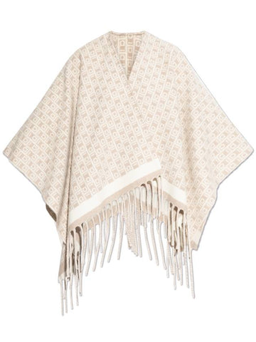 FERRAGAMO Poncho With Monogram, Women's, Cream - SALVATORE FERRAGAMO - BALAAN 1