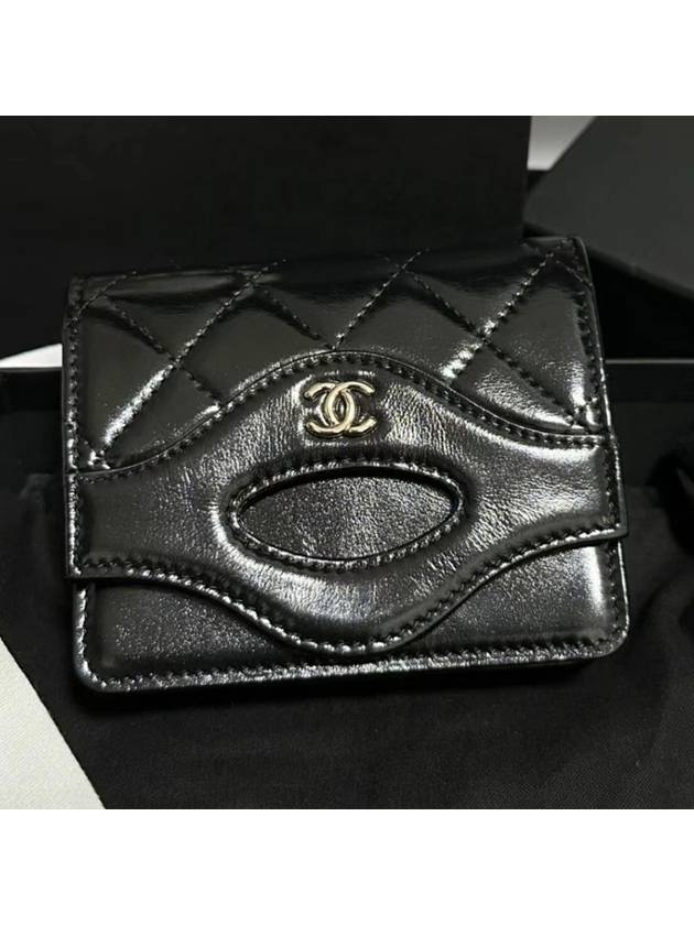 31 Black Calfskin Flap Card Wallet AP3654 - CHANEL - BALAAN 3