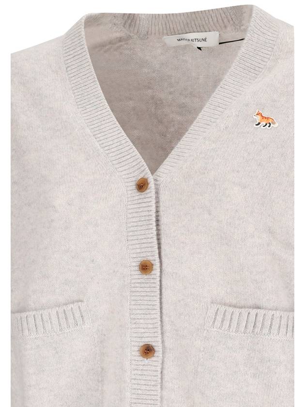 Baby Fox Patch Boxy Cardigan Light Grey Melange - MAISON KITSUNE - BALAAN 4