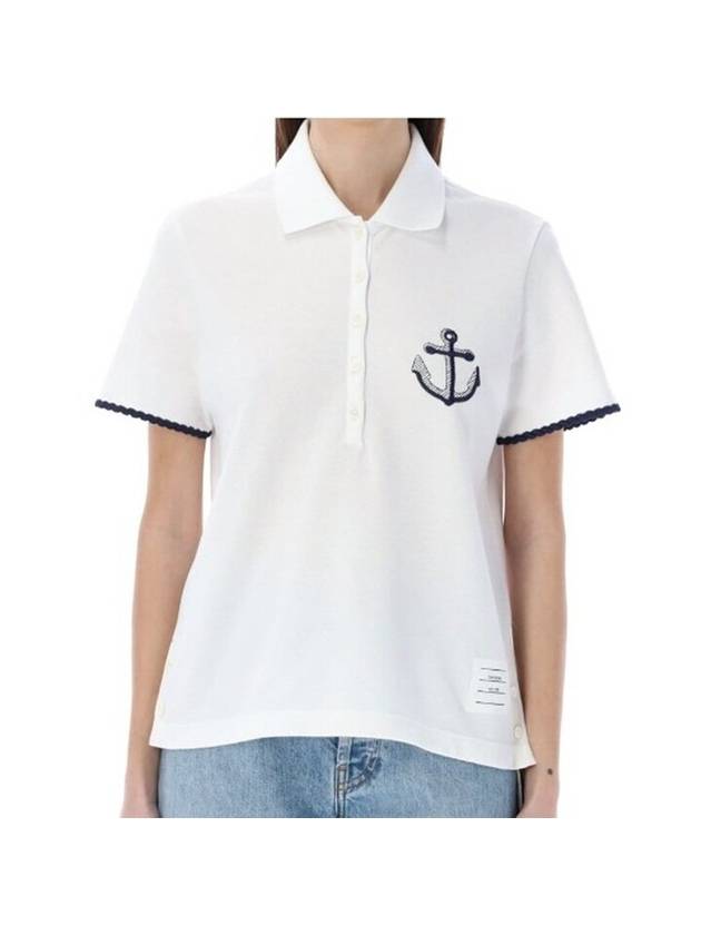 Anchor Motif Logo Polo Shirt White - THOM BROWNE - BALAAN 1