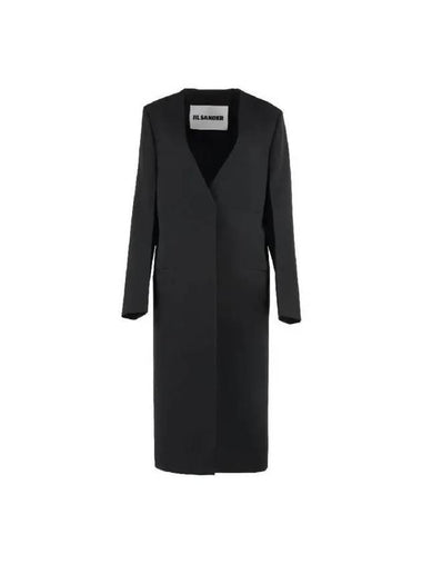 Collarless back slit wool coat J02AA0106 J40103 001 - JIL SANDER - BALAAN 1