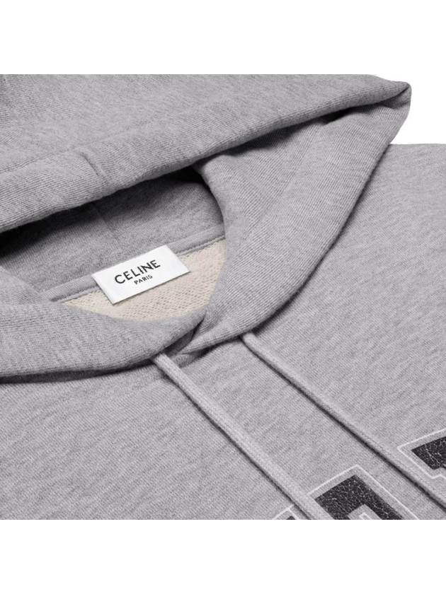 Oversized Cotton Fleece Hoodie Grey - CELINE - BALAAN 4