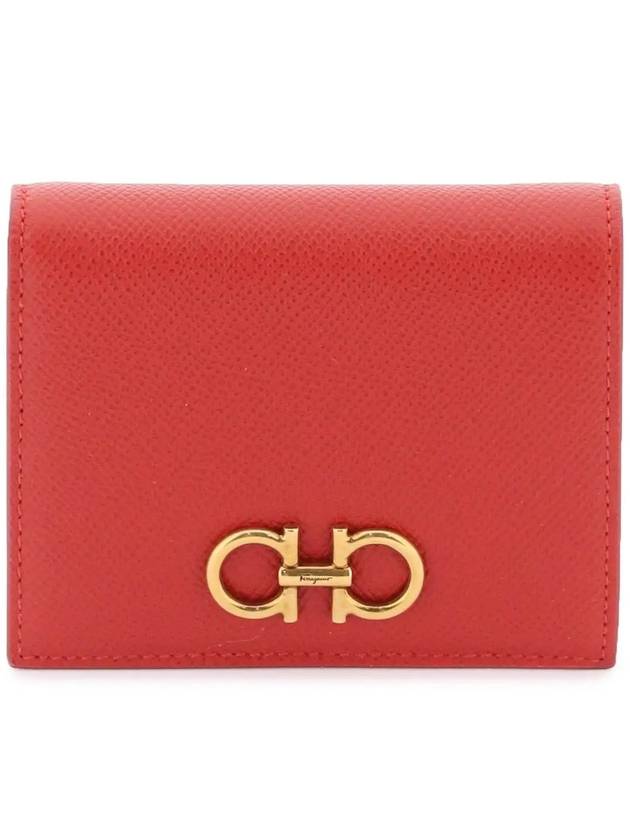 Gancini Compact Half Wallet Red - SALVATORE FERRAGAMO - BALAAN 2