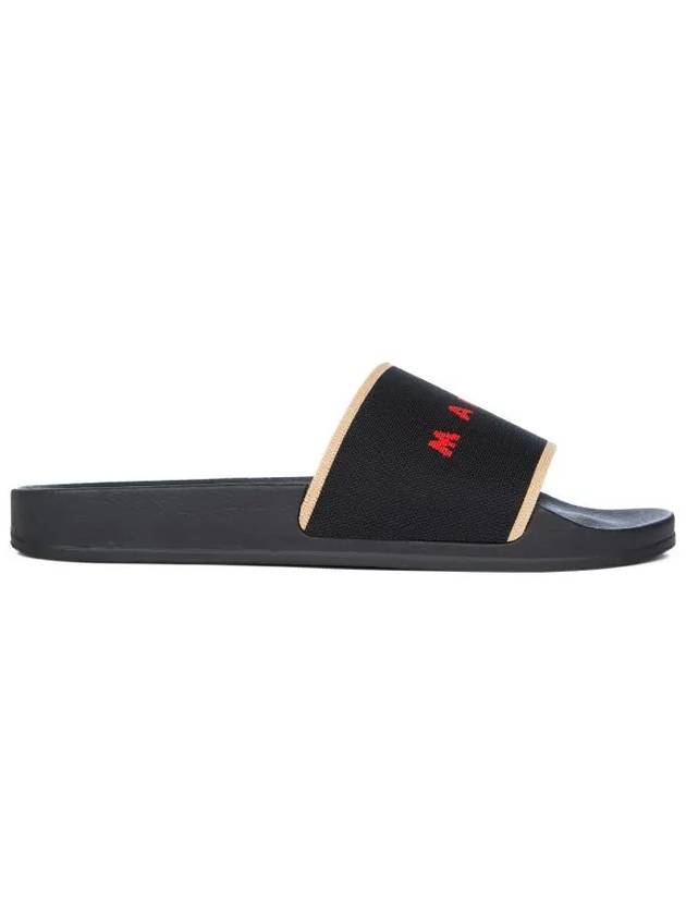 Logo Jacquard Rubber Slippers Black - MARNI - BALAAN 3