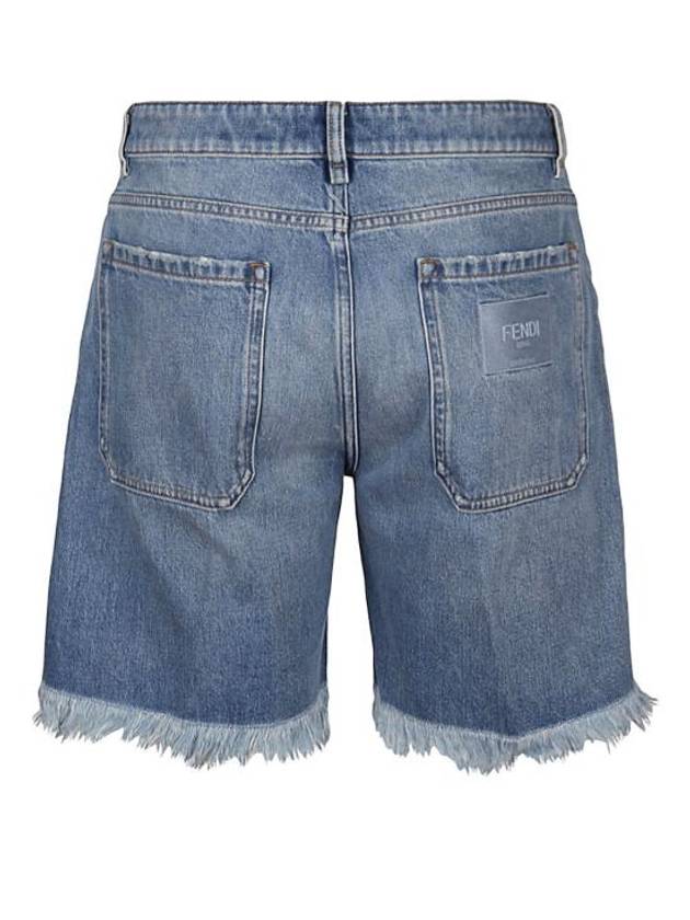 Fringe Denim Shorts Blue - FENDI - BALAAN 3