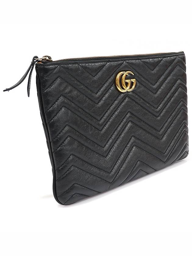 525541 Black Matelasse Chevron GG Marmont Pouch Clutch - GUCCI - BALAAN 3