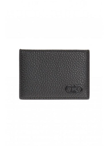 Gancini Logo Leather Card Wallet Black - SALVATORE FERRAGAMO - BALAAN 1