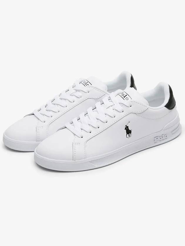 Logo Leather Low Top Sneakers Black Tab White - POLO RALPH LAUREN - BALAAN 3