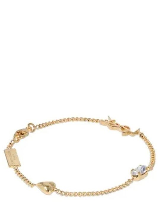 YSL logo heart crystal monogram gold color bracelet - SAINT LAURENT - BALAAN 2