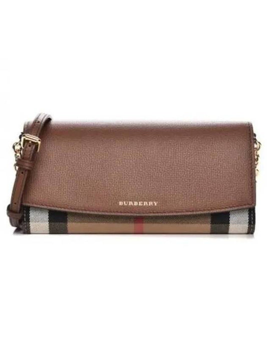 Henry House Check Leather Cross Bag Tan - BURBERRY - BALAAN 1