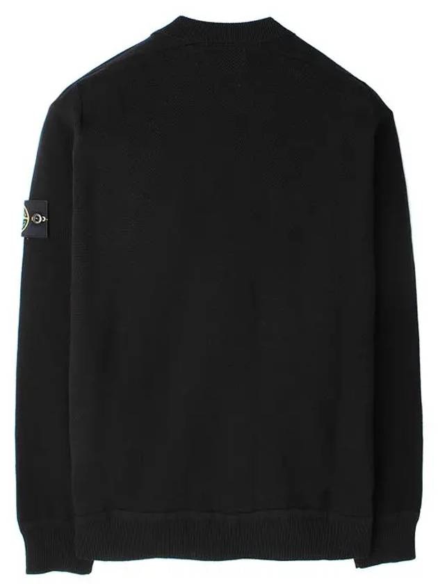 Logo Patch Crew Neck Knit Top Black - STONE ISLAND - BALAAN 3